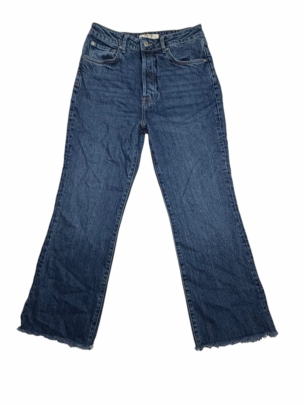 NWT Free People High Rise Cropped Flare Jeans Size 27 Raw Hem